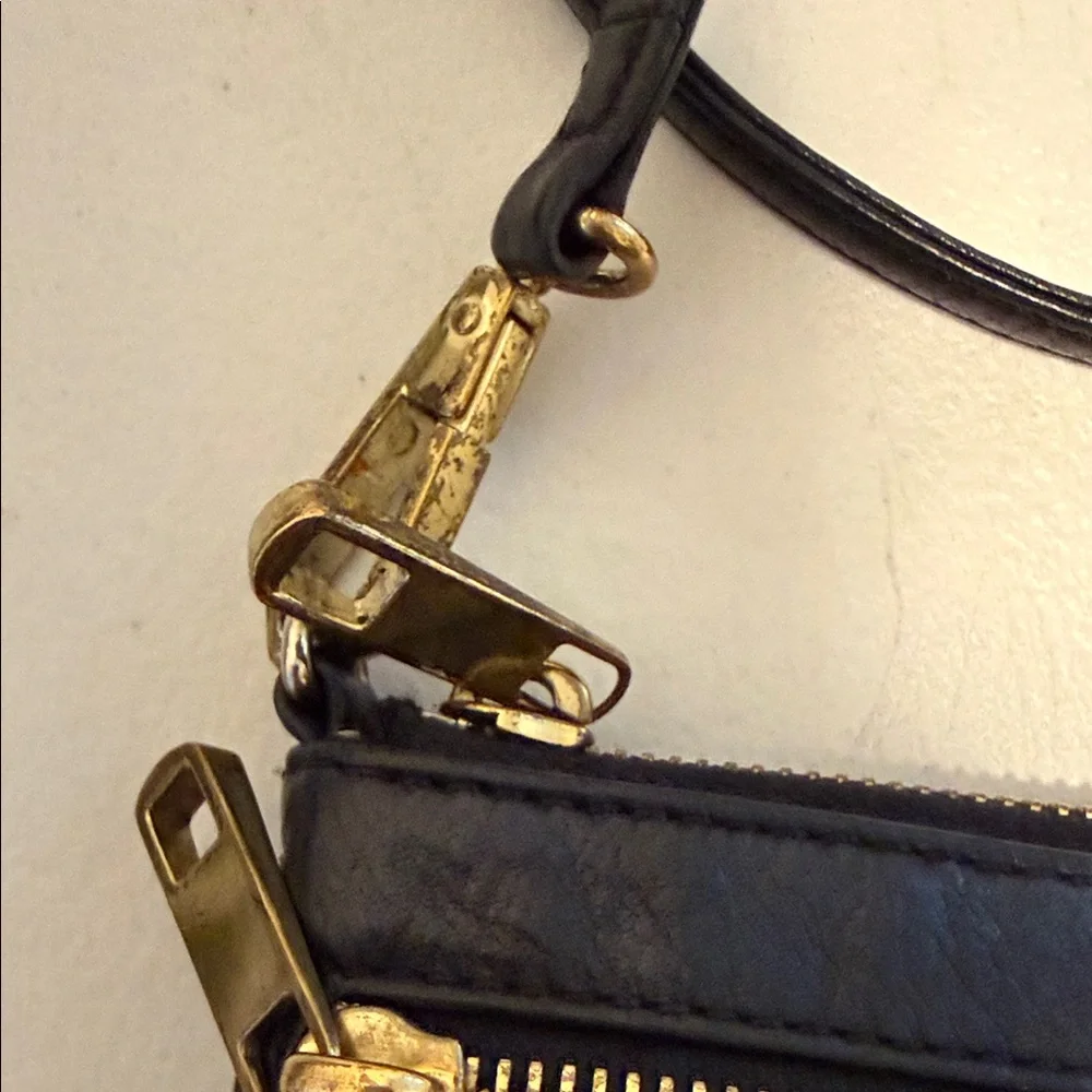 Vintage Rebecca Minkoff Black Leather Rockstar Elegant Crossbody Gold Hardware